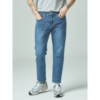 Washed Ash Slub Mid Blue Crop Tapered Jeans