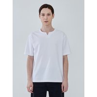 Basic Henley Neck Shirt _ White Basic Henley Neck Shirt _ White