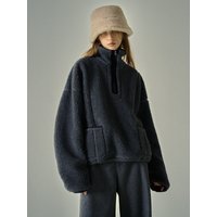 Half Zip-up Fleece Jumper _ Charcoal Half Zip-up Fleece Jumper _ Charcoal