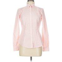 Brooks Brothers Long Sleeve Button Down Shirt: Orange CheckeredGingham Pattern Tops – Size
