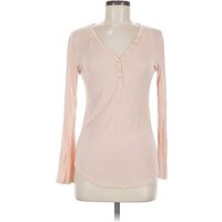 Daisy Long Sleeve Henley Shirt: Pink Tops Daisy Long Sleeve Henley Shirt: Pink Tops