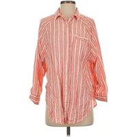 Aerie Sleeve Button Down Shirt: Orange Stripes Pattern Tops – Size X