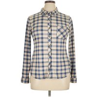 rue Long Sleeve Button Down Shirt: Blue CheckeredGingham Pattern Tops – Size X rue Long Sleeve Button Down Shirt: Blue CheckeredGingham Pattern Tops – Size X