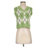 Romwe Sweater Vest: Green Argyle Pattern Sweaters & Sweatshirts – Size Romwe Sweater Vest: Green Argyle Pattern Sweaters & Sweatshirts – Size