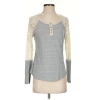 Jolt Long Sleeve Henley Shirt: Gray Tops Jolt Long Sleeve Henley Shirt: Gray Tops