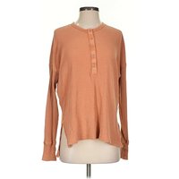OFFLINE by Aerie Long Sleeve Henley Shirt: Brown Tops OFFLINE by Aerie Long Sleeve Henley Shirt: Brown Tops