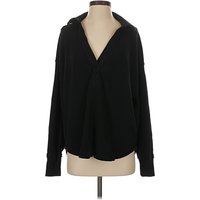 Aerie Long Sleeve Polo Shirt: Black Tops Aerie Long Sleeve Polo Shirt: Black Tops