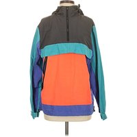 rue Windbreaker Jacket: Blue Color Block Pattern Jackets & Outerwear