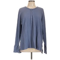 OFFLINE by Aerie Long Sleeve Henley Shirt: Blue Tops