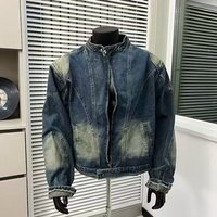Men’s Clothing Men’s Distressed Denim Jacket Punk Style Short Biker Jacket With Asymmetric Zip & Washed Effect, Oversized Fit For Streetwear​ Men’s Clothing Men’s Distressed Denim Jacket Punk Style Short Biker Jacket With Asymmetric Zip & Washed Effect, Oversized Fit For Streetwear​