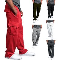 Men’s Clothing new men’s multi pocket overalls Autumn and winter brushed casual cuffed trousers for men
