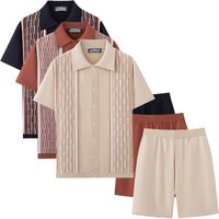 Men’s Clothing Men’s Cool Silk Jacquard Two Piece Knitted Sweater Casual Polo Shirt Suit Men’s Clothing Men’s Cool Silk Jacquard Two Piece Knitted Sweater Casual Polo Shirt Suit
