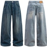Men’s Clothing Retro Washed Old Double Pleated Jeans Trendy Loose Baggy Wide Leg Mopping Casual Trousers Men’s Clothing Retro Washed Old Double Pleated Jeans Trendy Loose Baggy Wide Leg Mopping Casual Trousers