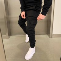 ​​Men’s Cargo Jogger Pants Relaxed Fit Drawstring Waist Streetwear Trousers With Utility Pockets, Stretch Comfort BlackNavyGreenKhakiGray