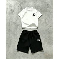 Unisex Cotton Summer Set Casual Short Sleeve Shirt & Shorts Outfit, Matching Couple Loungewear Colors, S- Unisex Cotton Summer Set Casual Short Sleeve Shirt & Shorts Outfit, Matching Couple Loungewear Colors, S-