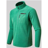 Unisex Half-Zip Fleece Sweatshirt – Trendy Printed Pullover With Stand Collar, Outdoor Casual Long Sleeve Top