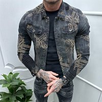 New Men’s Fashion Denim Printed Hoodie Jacket New Men’s Fashion Denim Printed Hoodie Jacket