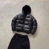 ​​Men’S Stylish Winter Hooded Puffer Jacket With Pony Print Thickened Polyester Insulated Coat BlackArmy Green Trendy Streetwear Essential​​ ​​Men’S Stylish Winter Hooded Puffer Jacket With Pony Print Thickened Polyester Insulated Coat BlackArmy Green Trendy Streetwear Essential​​