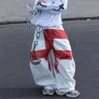 Vintage Chain Print White Jeans Men’s Baggy Straight-Leg Denim Pants S-, Hip-Hop Streetwear Vintage Chain Print White Jeans Men’s Baggy Straight-Leg Denim Pants S-, Hip-Hop Streetwear