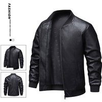 ​Men’s Faux Leather Jacket – Slim Fit Double Breasted Biker Coat, Windproof Casual Blazer For Everyday Wear Black, Sizes M-​ ​Men’s Faux Leather Jacket – Slim Fit Double Breasted Biker Coat, Windproof Casual Blazer For Everyday Wear Black, Sizes M-​
