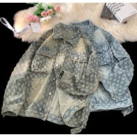 Men’s Clothing Fashion Brand Retro Washed Distressed Jacquard Denim Jacket Loose Casual Versatile Full Print Couple Jacket Men’s Clothing Fashion Brand Retro Washed Distressed Jacquard Denim Jacket Loose Casual Versatile Full Print Couple Jacket