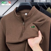 Crocodile Men’s Half-Zip Stand Collar Long Sleeve Top, Winter Warm Base Layer, Casual Pullover For Layering Or Solo Wear