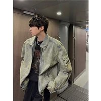 Suitable For All Seasons High Washed Vintage Denim For Men Spring Autumn New Street Style Loose Casual Workwear Jacket Trendy Suitable For All Seasons High Washed Vintage Denim For Men Spring Autumn New Street Style Loose Casual Workwear Jacket Trendy