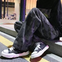 Men’s Clothing Brand Straight Jeans Men’s Spring New Loose Wide Leg Pants Irregular Square Casual Mopping Trousers