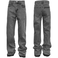 Men’s Clothing Distressed Flared Jeans – Vintage Grey Cleanfit Denim With Frayed Hem, High Street Micro Bell Bottoms​- Men’s Clothing Distressed Flared Jeans – Vintage Grey Cleanfit Denim With Frayed Hem, High Street Micro Bell Bottoms​-