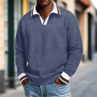 ​Men’s Corduroy Long Sleeve Shirt – Vintage Washed Pullover With Button Collar – Oversized Winter Sweater For Casual & Streetwear