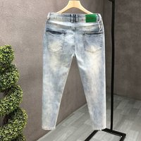 European Men’s Light Blue Ripped Embroidered Jeans Men’s Trendy Elastic Slim Fit American High Street Trousers European Men’s Light Blue Ripped Embroidered Jeans Men’s Trendy Elastic Slim Fit American High Street Trousers