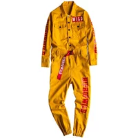 Jeans Sokotoo Men’s letters printed long sleeve yellow joggers jumpsuits YK Youth overalls Coveralls T Jeans Sokotoo Men’s letters printed long sleeve yellow joggers jumpsuits YK Youth overalls Coveralls T