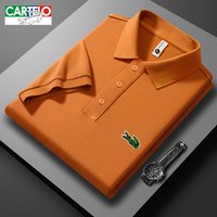 CARTELO Crocodile Men‘s Short Sleeve Polo Shirt – Vibrant Orange Pique Cotton, Breathable & Wrinkle-Resistant, Classic Green Crocodile Logo, Casual Su CARTELO Crocodile Men‘s Short Sleeve Polo Shirt – Vibrant Orange Pique Cotton, Breathable & Wrinkle-Resistant, Classic Green Crocodile Logo, Casual Su