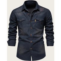 ​Men’s Fit Denim Shirt Classic Long Sleeve Cotton Chambray Workwear, Sandwashed & Pre-Shrunk Colors From Midnight Black To Vintage Blue​ ​Men’s Fit Denim Shirt Classic Long Sleeve Cotton Chambray Workwear, Sandwashed & Pre-Shrunk Colors From Midnight Black To Vintage Blue​
