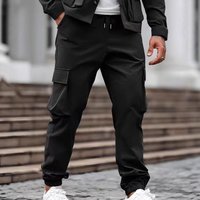 Men’s Utility Cargo Pants Multi-Pocket Tactical Trousers With Adjustable Drawstring Waist Straight-Leg, Heavyweight Cotton Blend