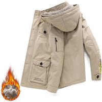 ​​Men’s Winter Cotton Jacket With Fleece Lining, Workwear Style Long Coat For Cold Weather, Loose Fit Plus Size Hooded Parka ​​Men’s Winter Cotton Jacket With Fleece Lining, Workwear Style Long Coat For Cold Weather, Loose Fit Plus Size Hooded Parka
