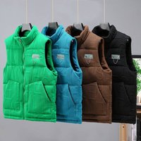 Men’s Clothing Autumn And Winter Knitted Cotton Vest Thickened Stand Collar Cold Proof Warm Vest Waistcoat Jacket