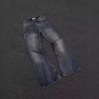​​”Vintage Washed Painterly Denim Pants Relaxed Straight-Leg Drop Cuff Trousers For Retro Streetwear Polyester Blend”​​ ​​”Vintage Washed Painterly Denim Pants Relaxed Straight-Leg Drop Cuff Trousers For Retro Streetwear Polyester Blend”​​