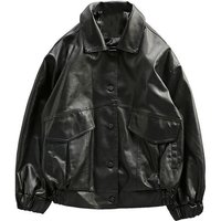Men’s Trend Handsome Loose PU Leather Men’s Biker Pilot Leather Jacket Spring And Autumn Coat
