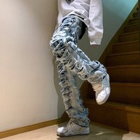 Men’s Clothing New Street Erosion And Destruction Raw Edge Vintage Jeans Men’s Trendy Straight Slim Slightly Flared Trousers Foreign Trade Men’s Clothing New Street Erosion And Destruction Raw Edge Vintage Jeans Men’s Trendy Straight Slim Slightly Flared Trousers Foreign Trade