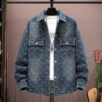 Men’s Denim Jacket With Plaid Patchwork Slim-Fit Workwear Coat For Casual Street Style Men’s Denim Jacket With Plaid Patchwork Slim-Fit Workwear Coat For Casual Street Style