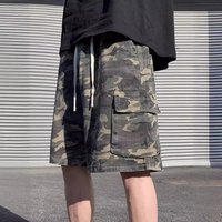Men’s Clothing Retro Camouflage Shorts High Street Multi Pocket Straight Overalls Trendy Loose Versatile Shorts