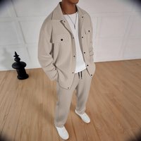 ​​Men’s Casual Blazer & Straight Pants Set Lightweight Stretch Cotton S-, BlackGreyBurgundyKhakiBlueNavy​​