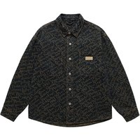 Men’s Clothing high end jacquard craft denim shirt men’s spring and autumn retro washed old lapel casual shirt jacket men