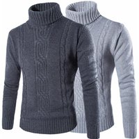 Men Winter Warm Knitted Polo Roll High Neck Pullover Jumper Tops Cal Sweater