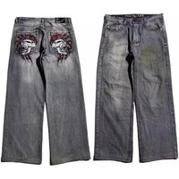 American retro distressed washed jeans men’s trendy brand teenagers wide leg workwear heavy duty design casual pants