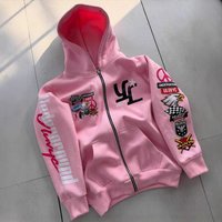 Streetwear Graphic Hoodie Bold D Print Unisex Zip-Up Polyester, S-, Oversized Fit, Cyberpunk & Urban Aesthetic​ Streetwear Graphic Hoodie Bold D Print Unisex Zip-Up Polyester, S-, Oversized Fit, Cyberpunk & Urban Aesthetic​