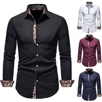 Men’s Floral Dress Slim Casual Paisley Print Long Sleeve Button Shirt A
