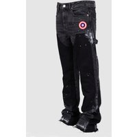 Men’s Clothing European And American Men’s YK Patchwork Painted Street Fashion Circular Logo Print Straight Leg Jeans Men’s Clothing European And American Men’s YK Patchwork Painted Street Fashion Circular Logo Print Straight Leg Jeans
