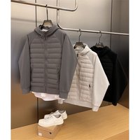 ​​Stylish Lightweight Puffer Jacket For Men Slim-Fit Hooded Coat With Color Blocking BlackGrey​​
